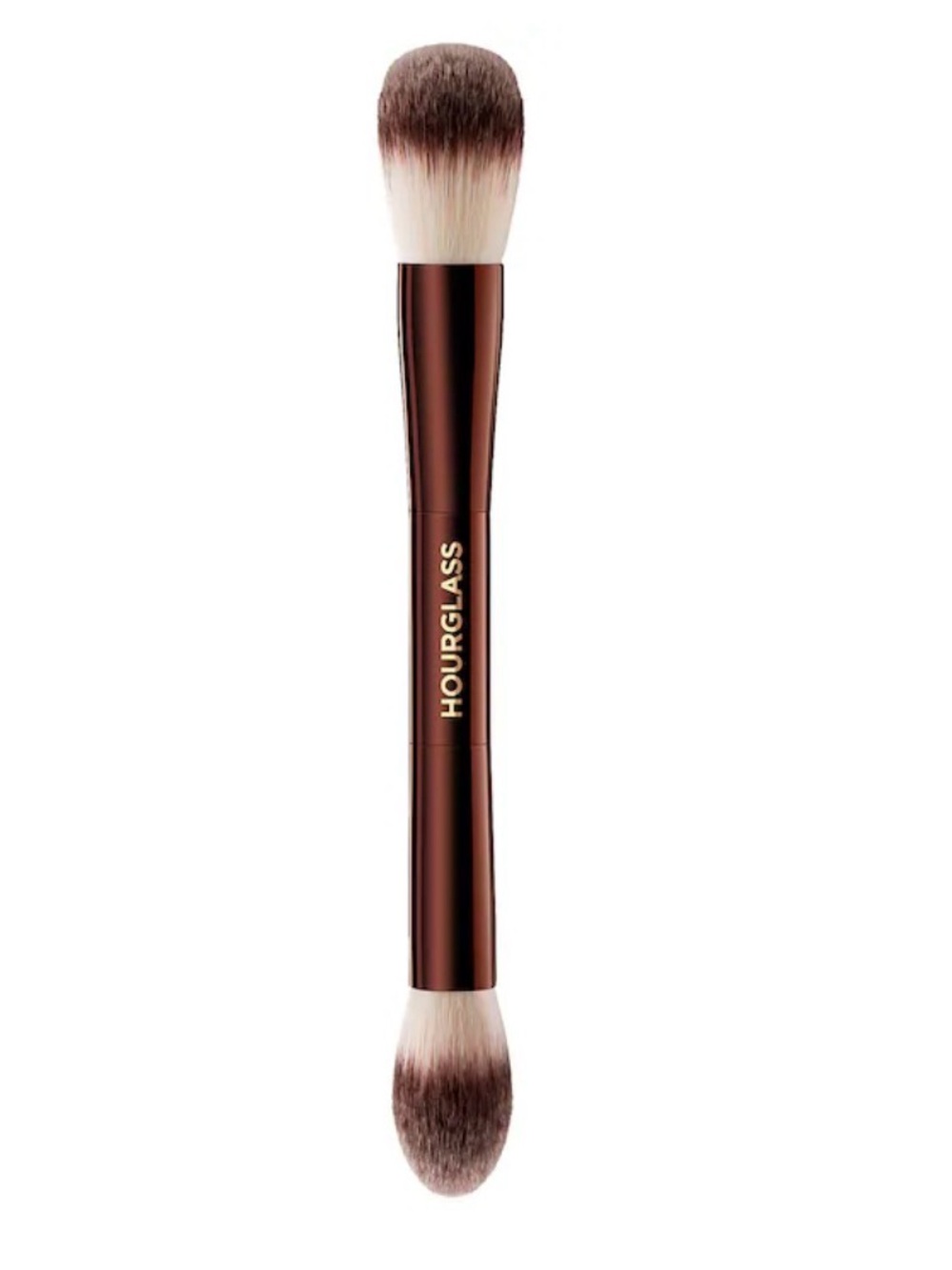 Hourglass Dual-Ended Vegan Face Brush — Brown/White